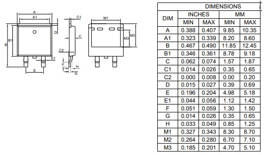 Mechanical Drawing - Micro Commercial Components (MCC) 600V Super Fast Recovery Rectifiers